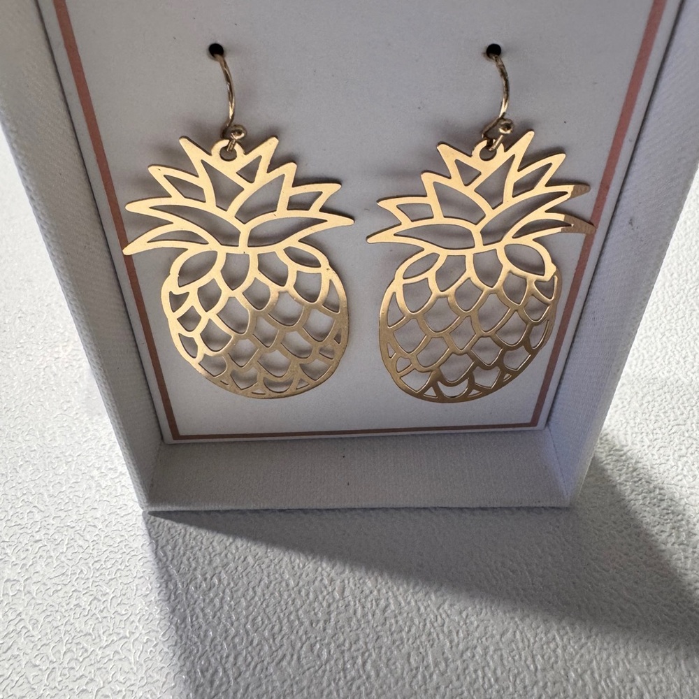 Gold Toned Pineapple Earrings